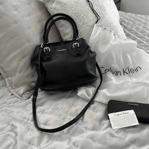 Calvin Klein Black Leather Crossbody Purse